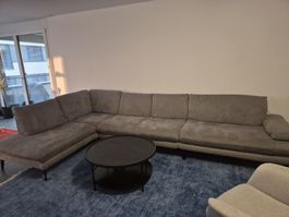 grosses Ecksofa Grau + Stoff