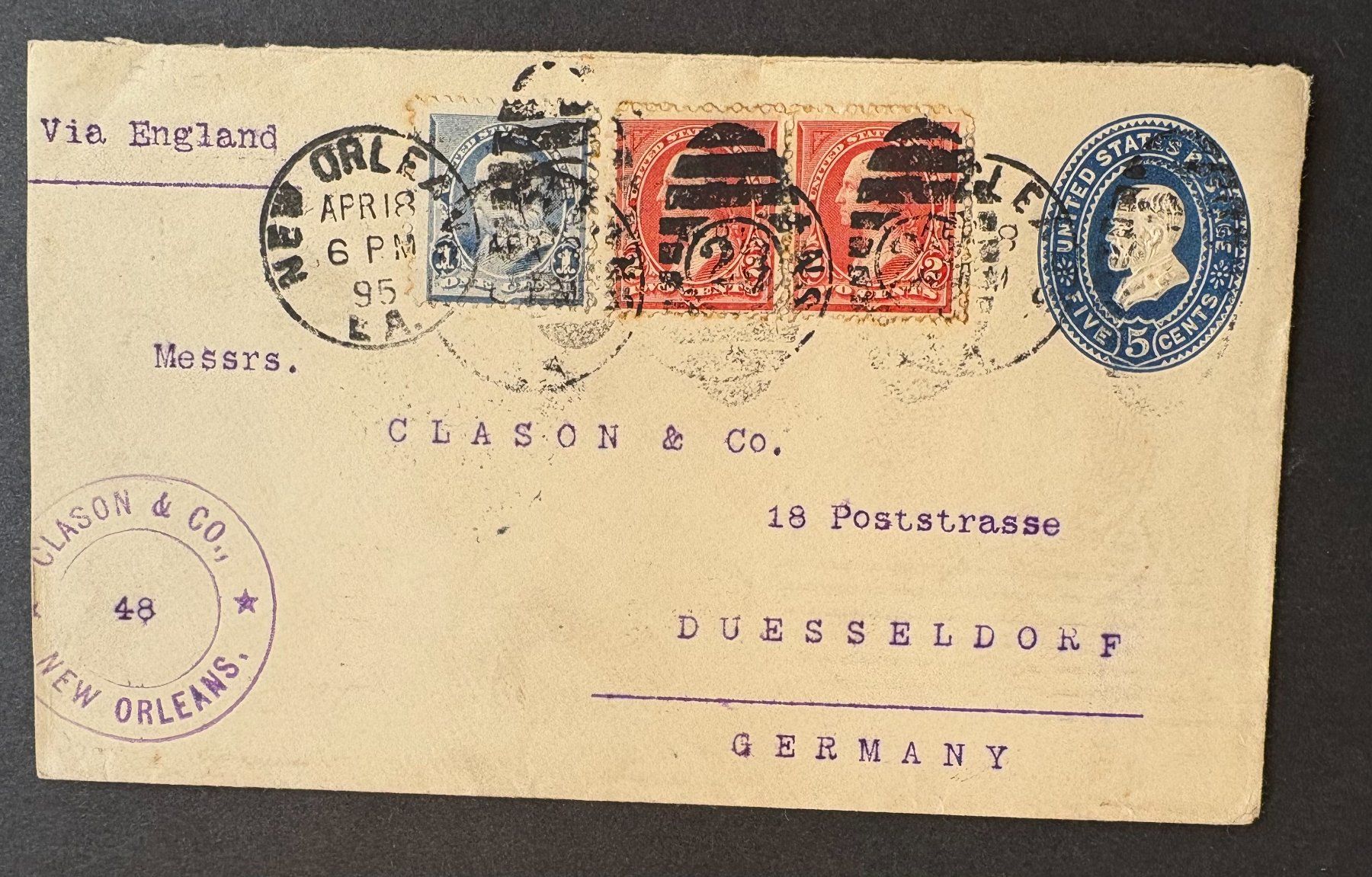 Alle Briefmarken: USA VIA ENGLAND 1895 – Gebraucht aus Ostermundigen von wini63
