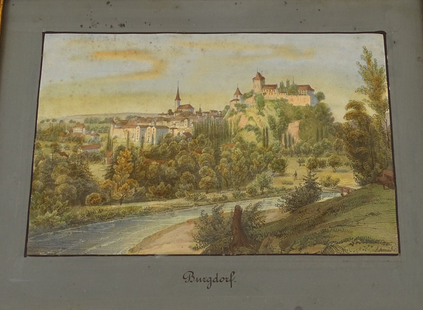 Stiche: BURGDORF, LITHOGRAPHIE VON SCHMID, 1840 – Gebraucht aus Grüningen von Kartensammler 1