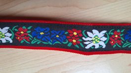 Hosenträger  rot Edelweiss und Enzian  ,