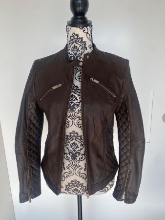 Schicke Damen Lederjacke Gr. M Braun gesteppt