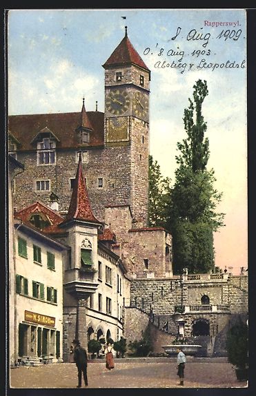 Ansichtskarten: AK Rapperswil, Teilansicht mit Schloss – Gebraucht aus Berlin von bartko-reher