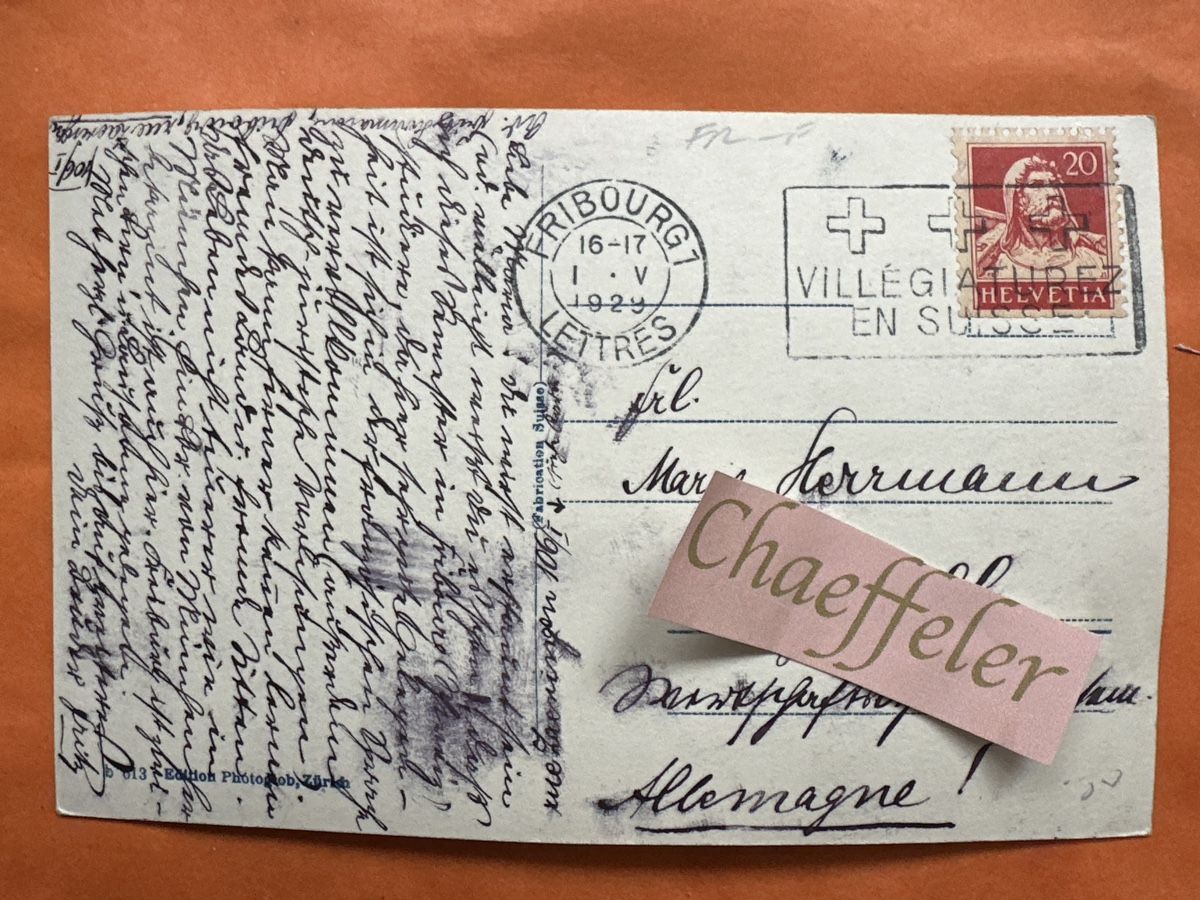 Cartoline postali:  1929 Freiburg mit Brücke – Usato da Zürich venduto da Chaeffeler 1