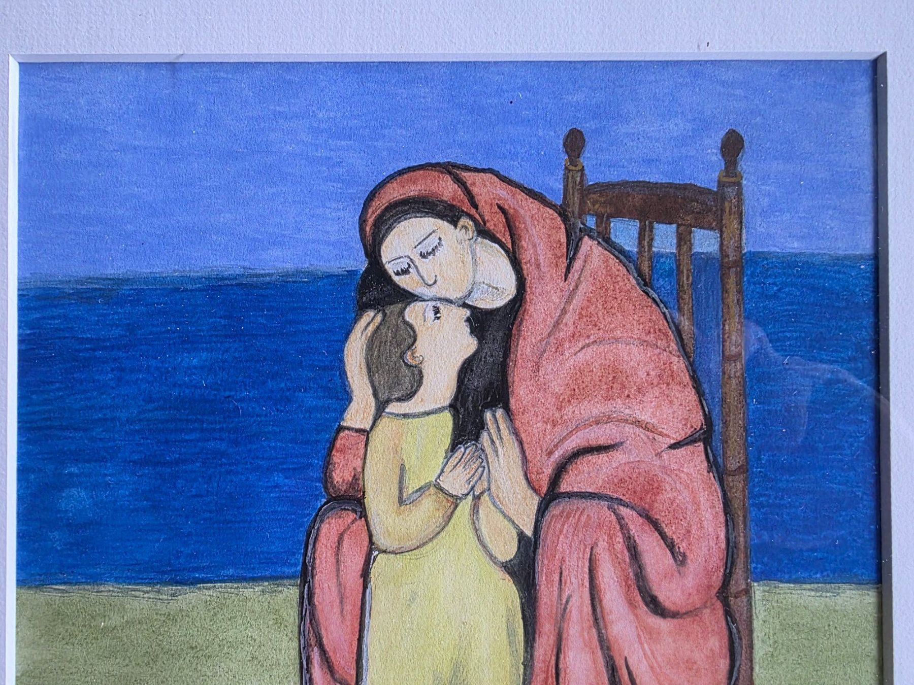 Gemälde: Bild - Frau mit Kind - Aquarell oder Farbstift Pablo Picasso – Gebraucht aus Walterswil BE von Lonitti 2