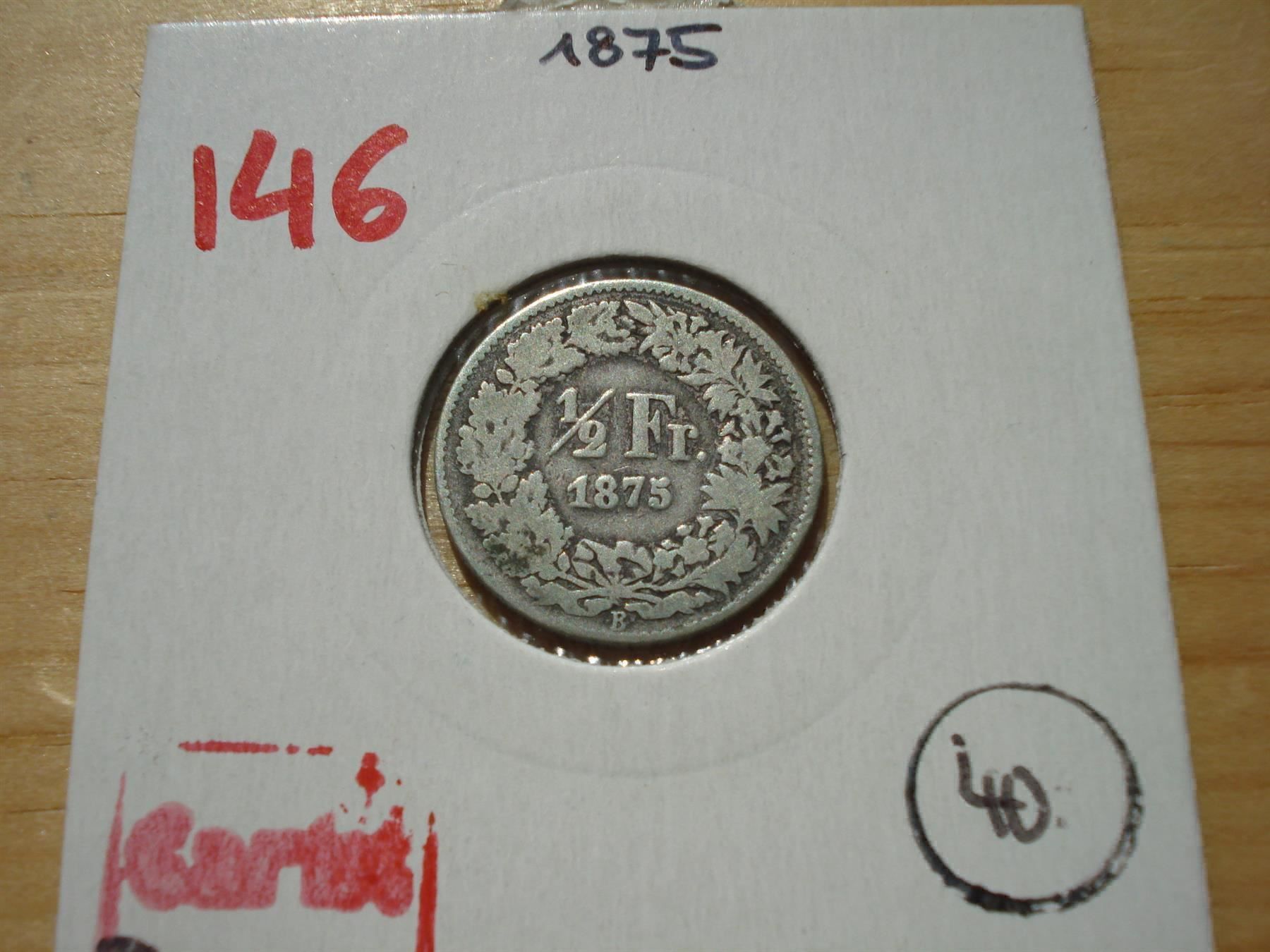 Tutti le monete: (146)  1/2 Franken  1875 – Usato da Erlach venduto da Net-Coins