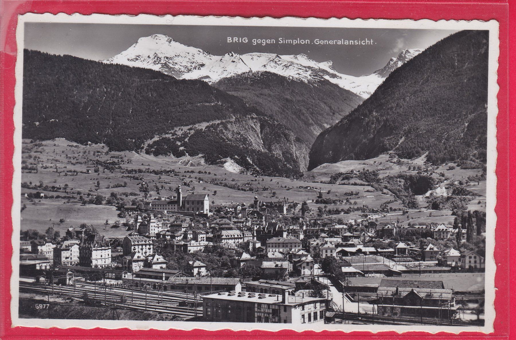 Cartoline postali: BRIG GEGEN SIMPLON, GENERALANSICHT, 24.7.1947 – Usato da Oberrieden venduto da Gebirgsstelze