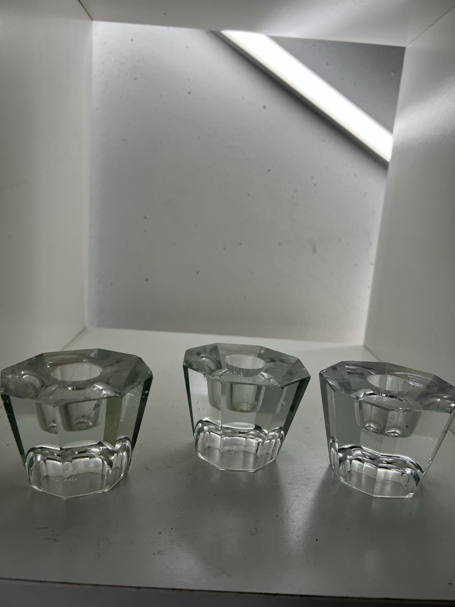 Portacandele: 3 Kerzenständer aus Glas oder Kristallglas – Usato da Wettingen venduto da NickInc