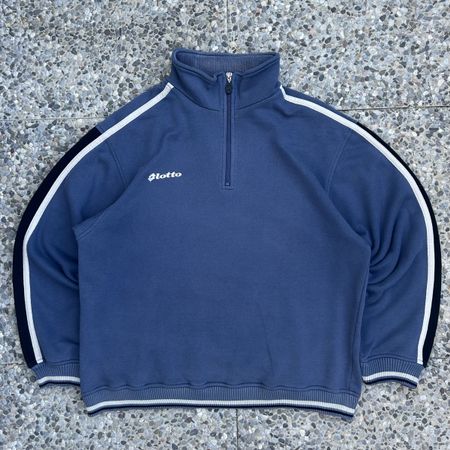 Vintage Lotto Blue Half-Zip Sweat-shirt