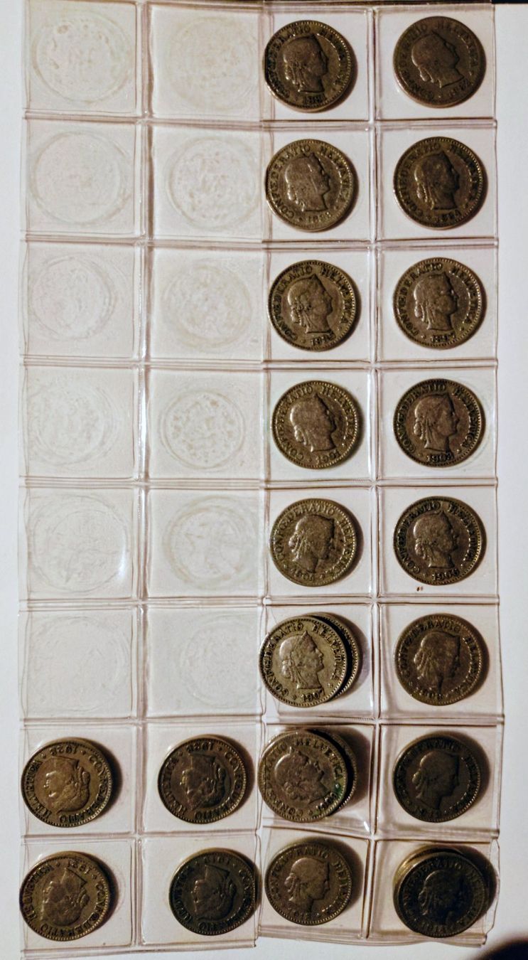 Tutti le monete: 10 Räppler 1881 bis 1928 – Usato da Winterthur venduto da Buchs0 1