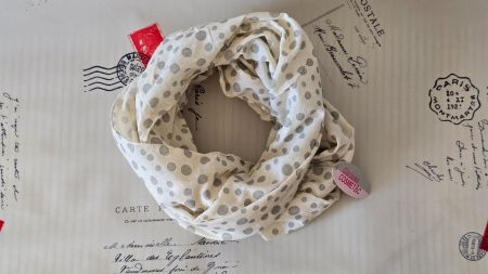 Leichter Loop-Schal Cremeweiss 🧣 Polka Dots (Clean Girl)