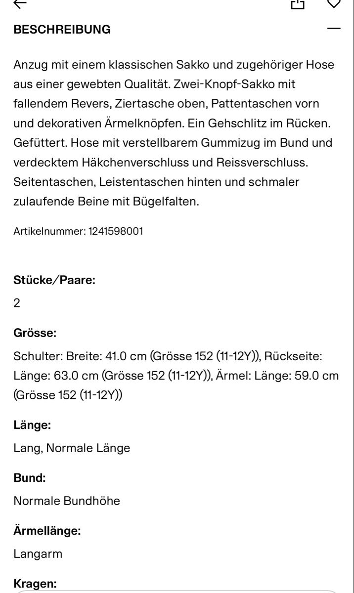 Anzüge: Kinder Anzug 152 – Gebraucht aus Laupen BE von Smythe 4