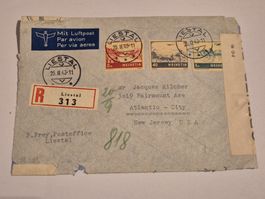 Zensurbrief 2. Weltkrieg Liestal nach Atlantic-City Luftpost
