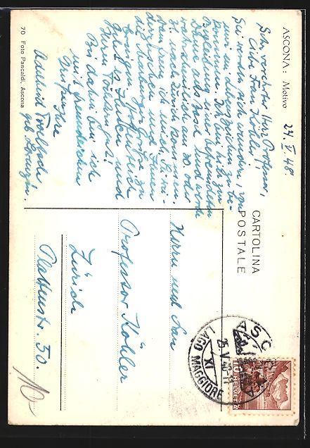 Cartoline postali: Ascona, Strassenpartie mit Blick zum Kir – Usato da Berlin venduto da bartko-reher 1
