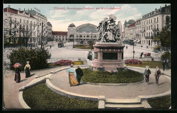 Ansichtskarten: Basel, Strassburger-Denkmal mit Bundesba – Gebraucht aus Berlin von bartko-reher