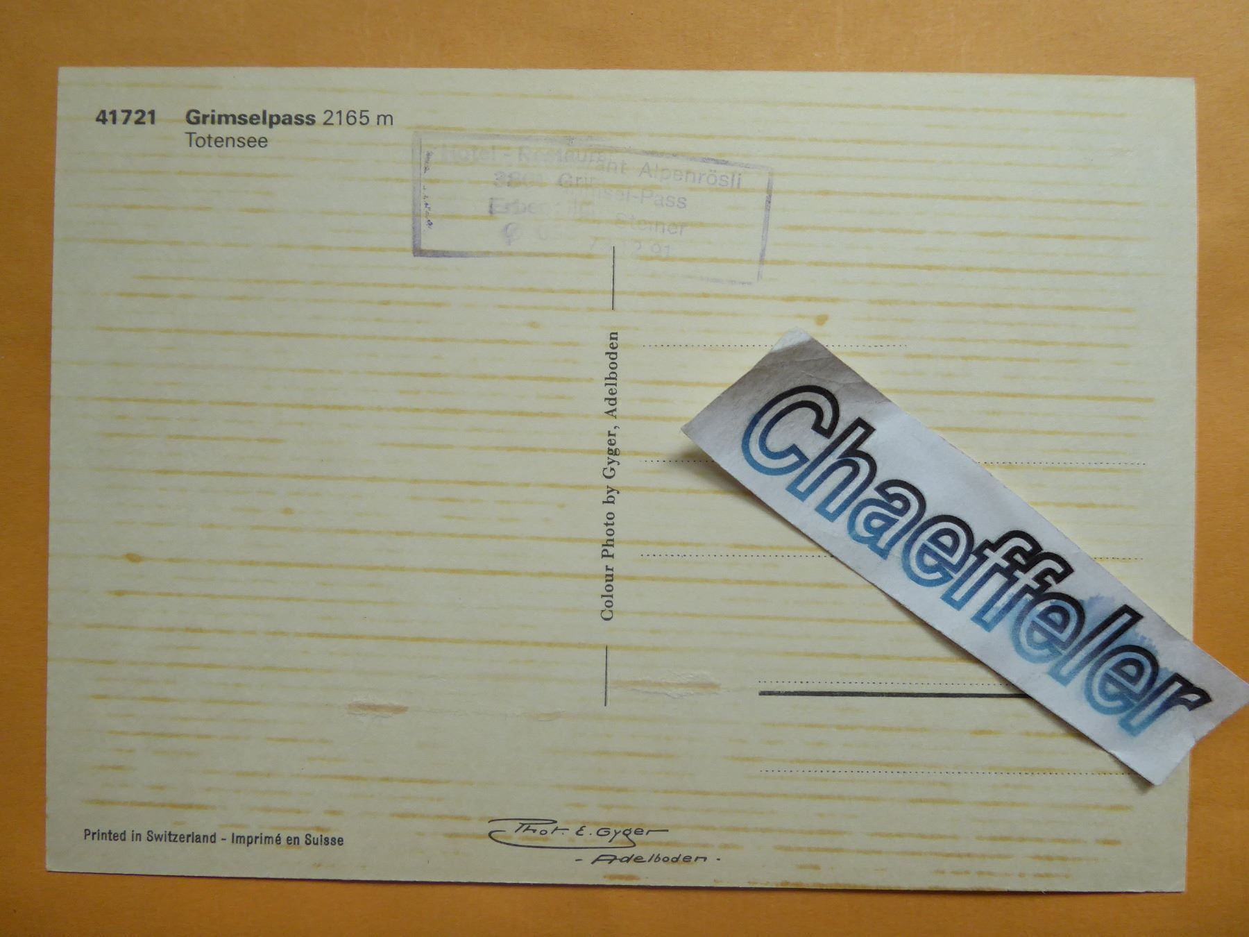 Ansichtskarten: 41721 Grimselpass, Totensee – Neu (gemäss Beschreibung) aus Zürich von Chaeffeler 1