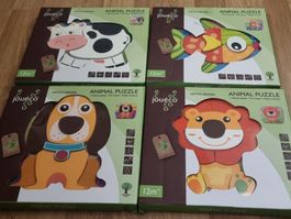 Joueco Tier Puzzle Set 4 Sets neuwertig