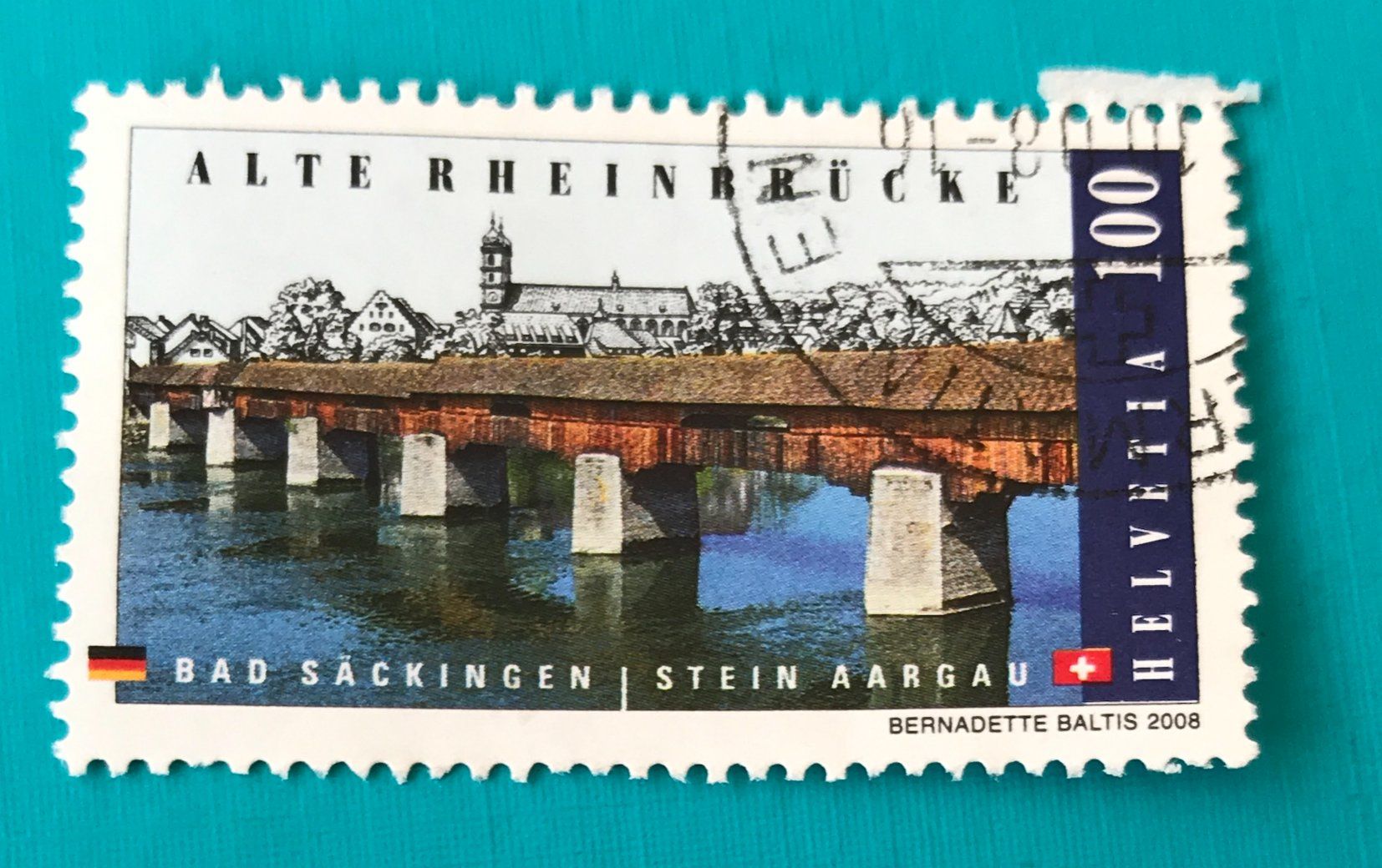 Alle Briefmarken: Nr.1288 mit Stempel Rheinbrücke 2008   – Gebraucht aus Aarau von Billa007
