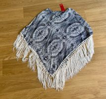 S.Oliver Poncho mit Fransen und Muster NEU
