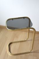 Vintage Beistelltisch Gold Rauchglas Freischwinger 70er Stil