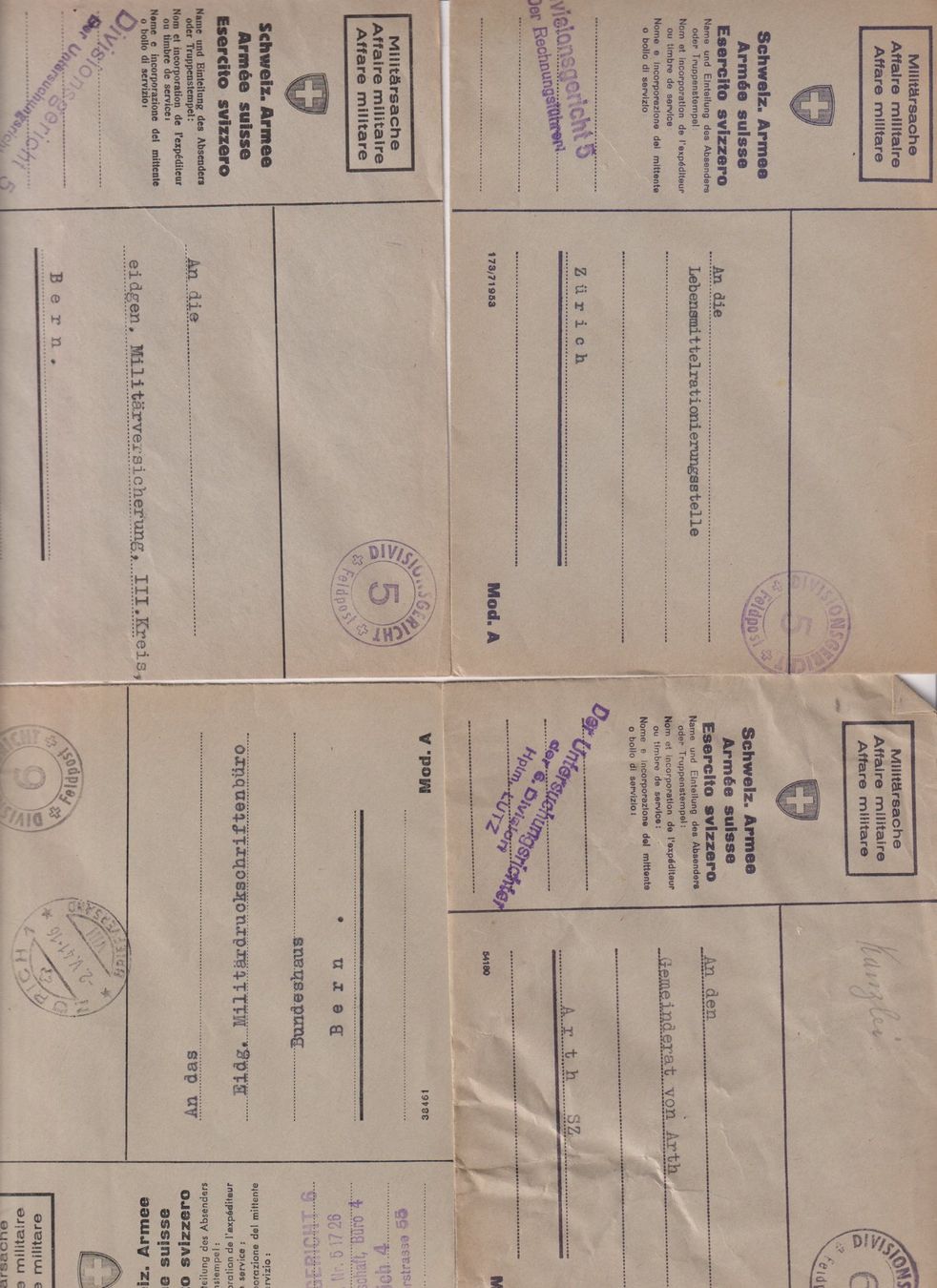 Tutti i francobolli: Divisionsgerichte !! 11 Briefe ! Selten !! – Usato da Bibern SH venduto da Heinibuehrer 1