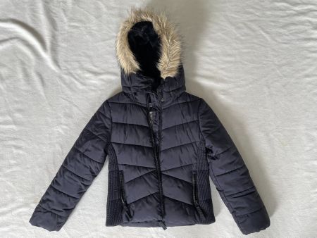 Veste d'hiver/doudoune capuche bleu marin H&M 8-9 ans (134)