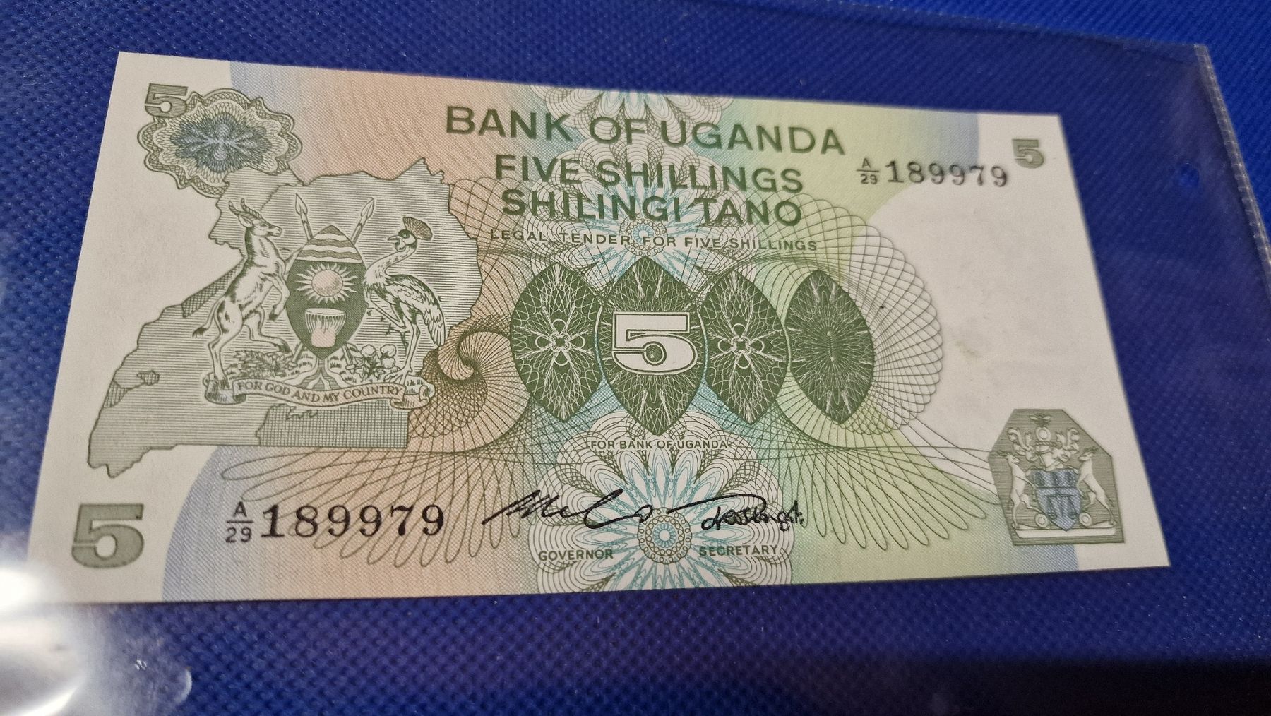 Banconote: Banknote Uganda 1982 NEU – Nuovo e nell'imballaggio originale da Herisau venduto da Antiques.AR