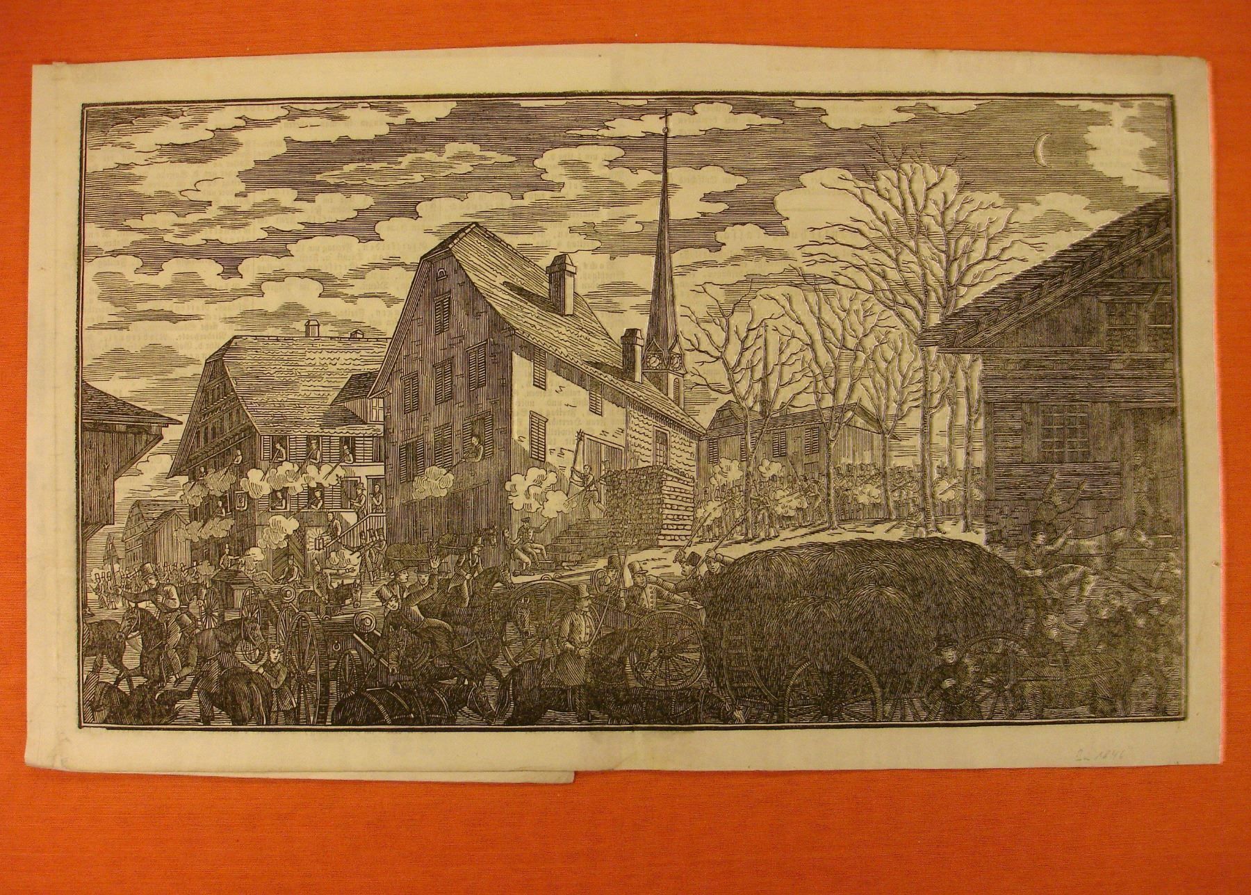 Xilografie: MALTERS, HOLZSCHNITT 1845 – Usato da Grüningen venduto da Kartensammler 1