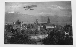 Postkarte 1911 Flugzeug über Lausanne