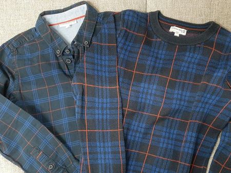 Hemd + passendem Pullover HAMPTON BAYS. Blau,116/6J.WIE NEU!