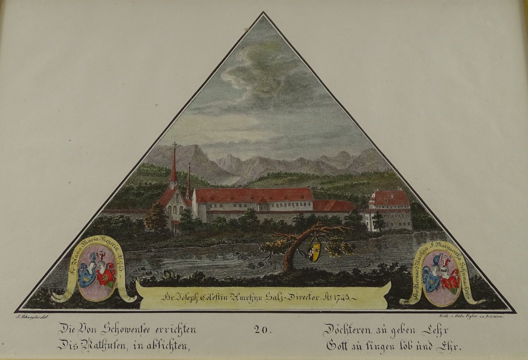 Incisioni: RATHAUSEN, EBIKON, LITHOGRAPHIE UM 1828 – Usato da Grüningen venduto da Kartensammler 1