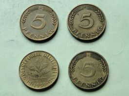Deutschland - 4x 5 Pfennig 1950 D-F-G-J
