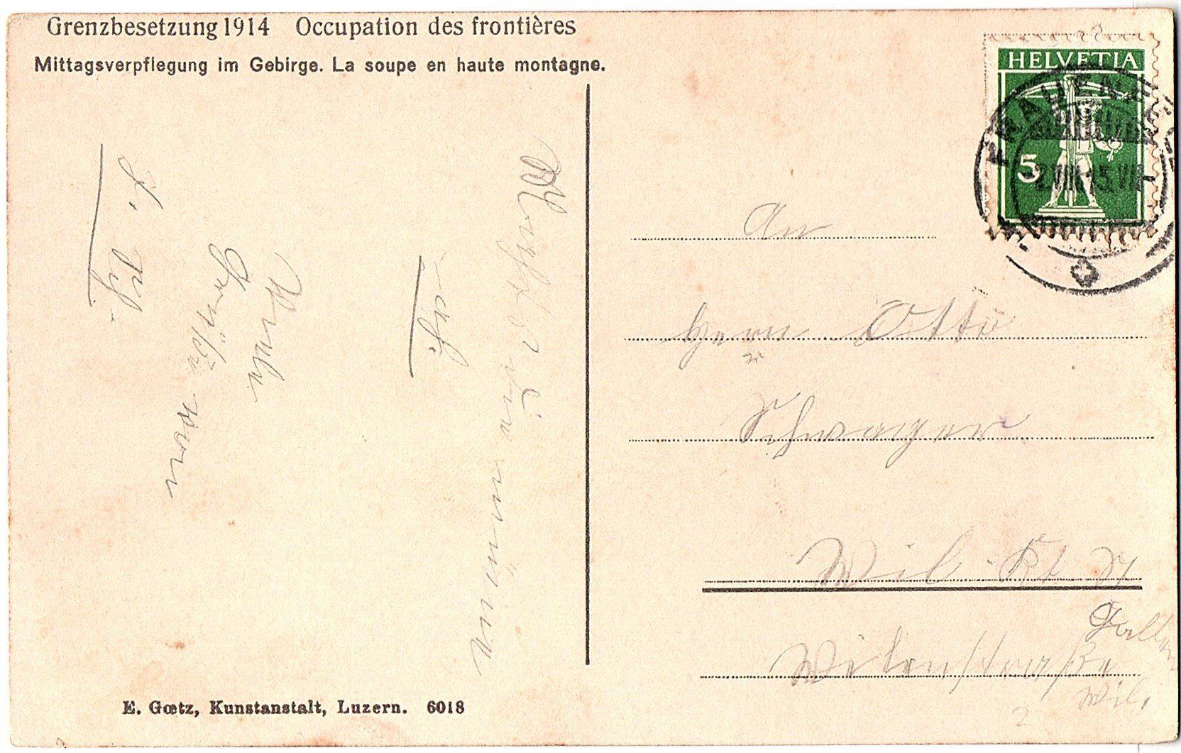 Cartoline postali: Ansichtskarte 1. Weltkrieg Militär Grenzbesetzung – Usato da Mörschwil venduto da aik_x8mc 1