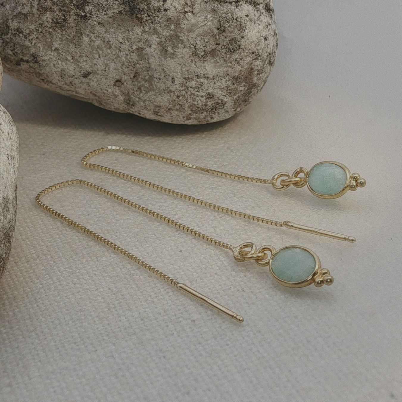 Olga Ribler Orecchini pendenti & Orecchini a lobo: Kettenohrringe mit Amazonite in Silber vergoldet – Nuovo (secondo la descrizione) da Luzern venduto da Schmuckoutlet 1