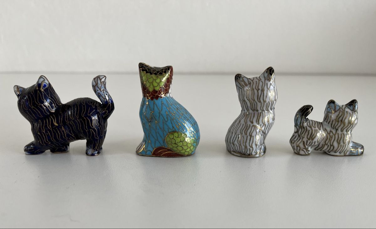 Statuette: 4 Stk. Katzen / Cloisonne – Usato da Wetzikon ZH venduto da seli03 3