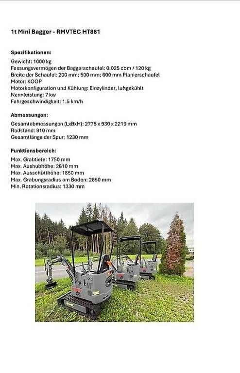 Bagger: Mini Bagger 1t ht881 – Gebraucht aus oensingen von tituss61 4