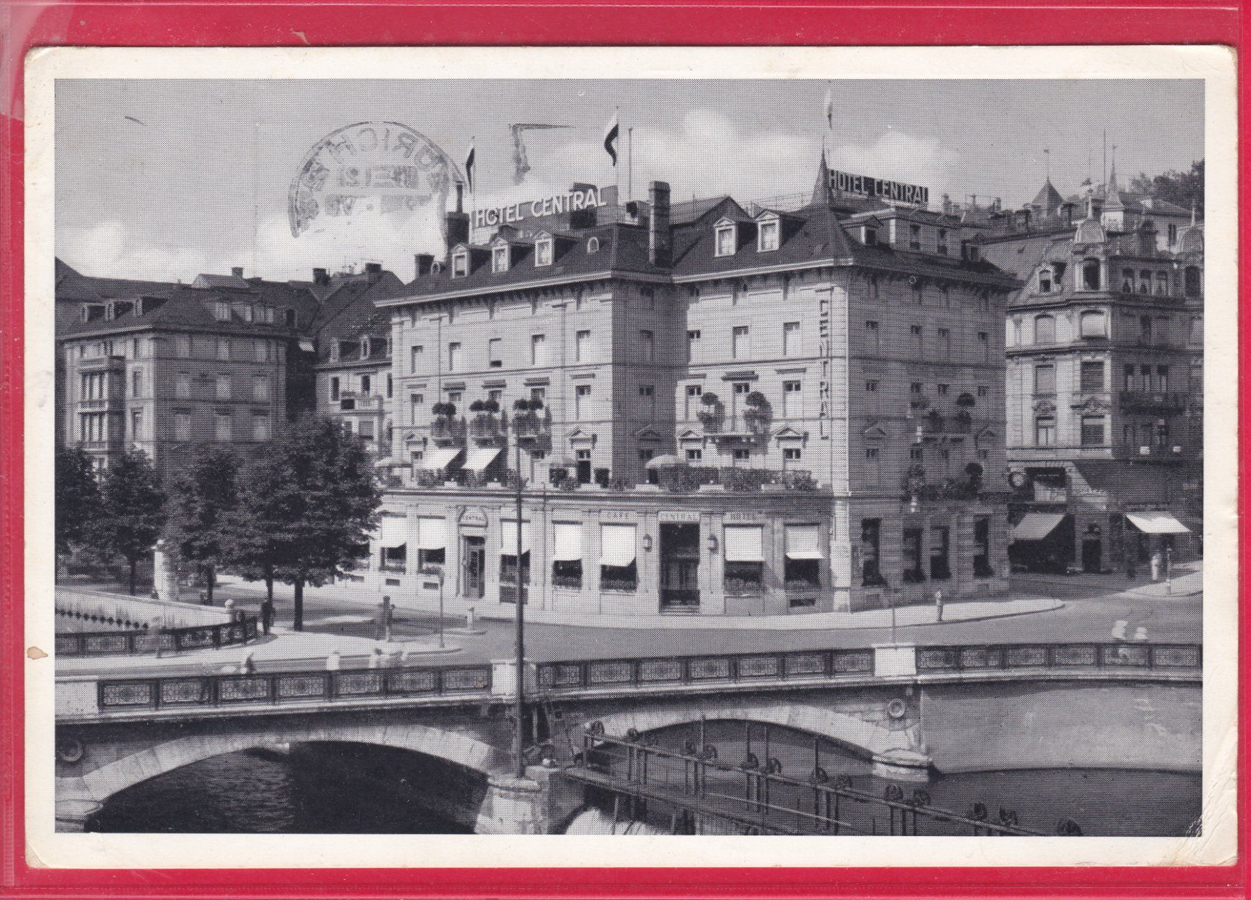 Ansichtskarten: ZÜRICH, HOTEL CENTRAL, 2.4.1944 – Gebraucht aus Oberrieden von Gebirgsstelze