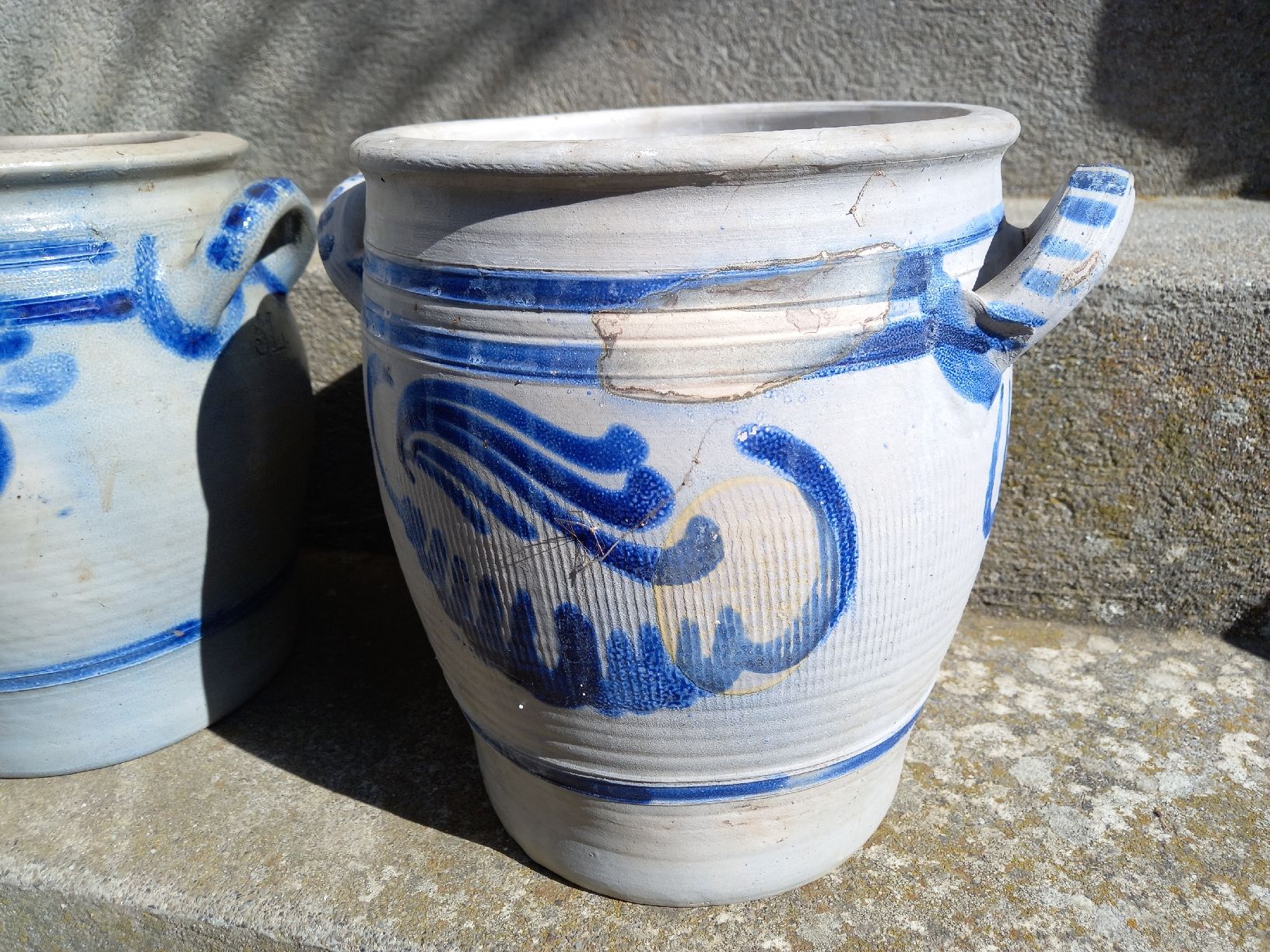 Töpfe: 3 antike Töpfe, blau grau  Steingut, Vintage – Gebraucht aus Seon von Zack_16 4