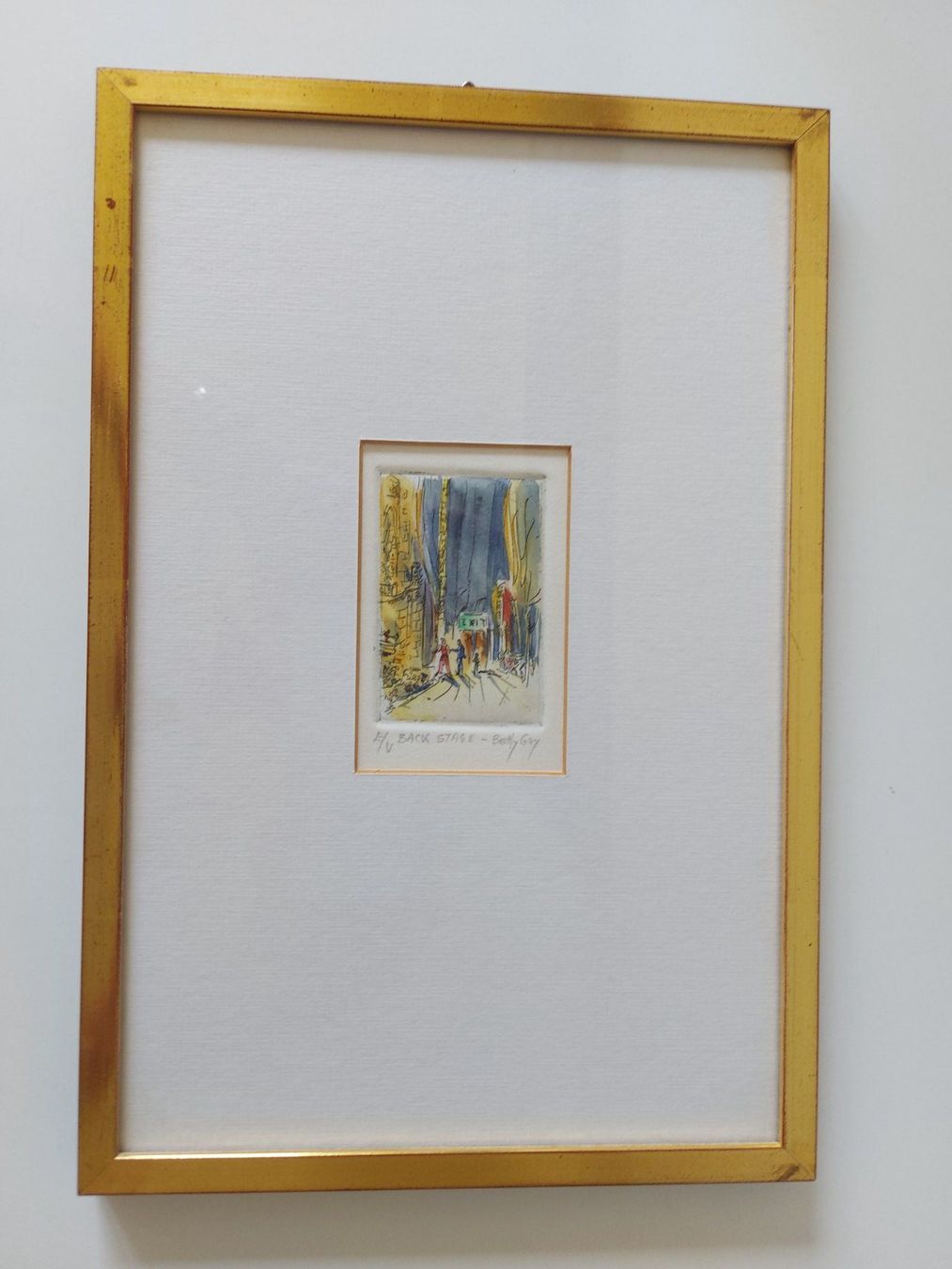 Dipinti: BETTY GUY  1920 - 2016  "Back Stage"  Radierung/Aquarell – Usato da Zürich venduto da Daniel517 7