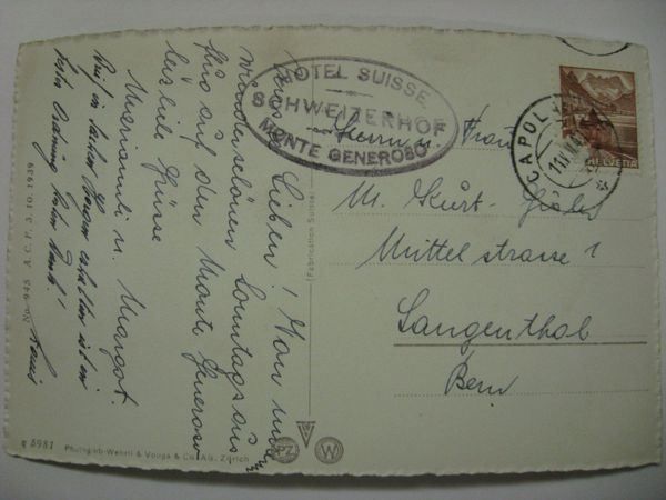 Cartoline postali: AK  Monte Generoso – Usato da Gundetswil venduto da Egro01 1