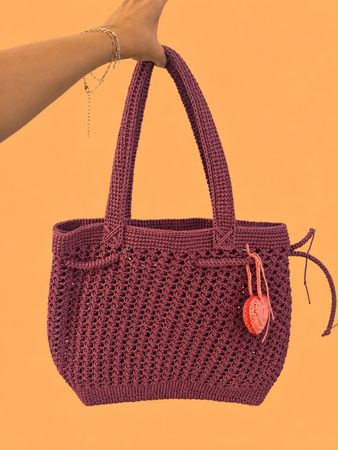 Tasche handgehäkelt lila neu Zustand