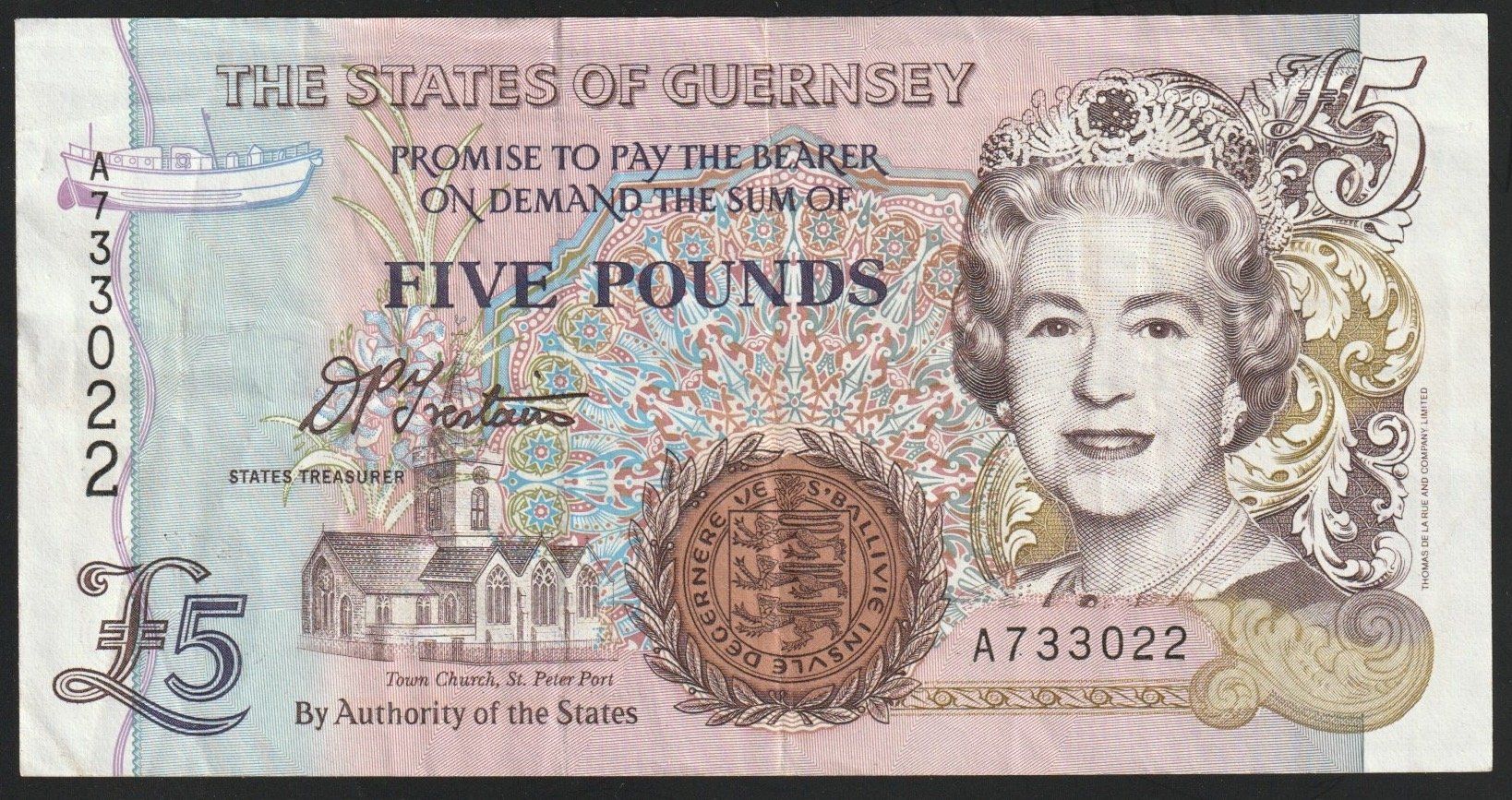Banknoten: Guernsey 5 Pounds 1996 – Gebraucht aus Brugg AG von banknoten_muesli