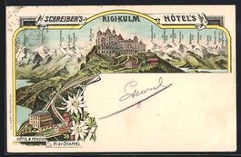 Litho Rigi-Kulm, Hotel, Pension Rigi-Sta