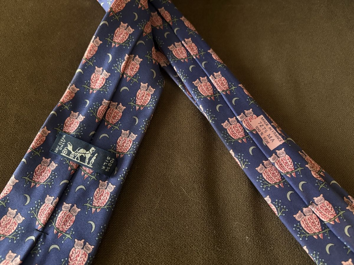 Hermès Cravatte: RARE Hermès Silk Tie, Owl Pattern, Night Blue – Nuovo (secondo la descrizione) da Gland venduto da chu_qc69 2