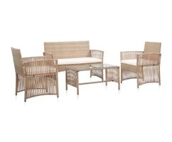 Rattansitzgruppe Rattan Sofa und Sessel inkl. Kissen