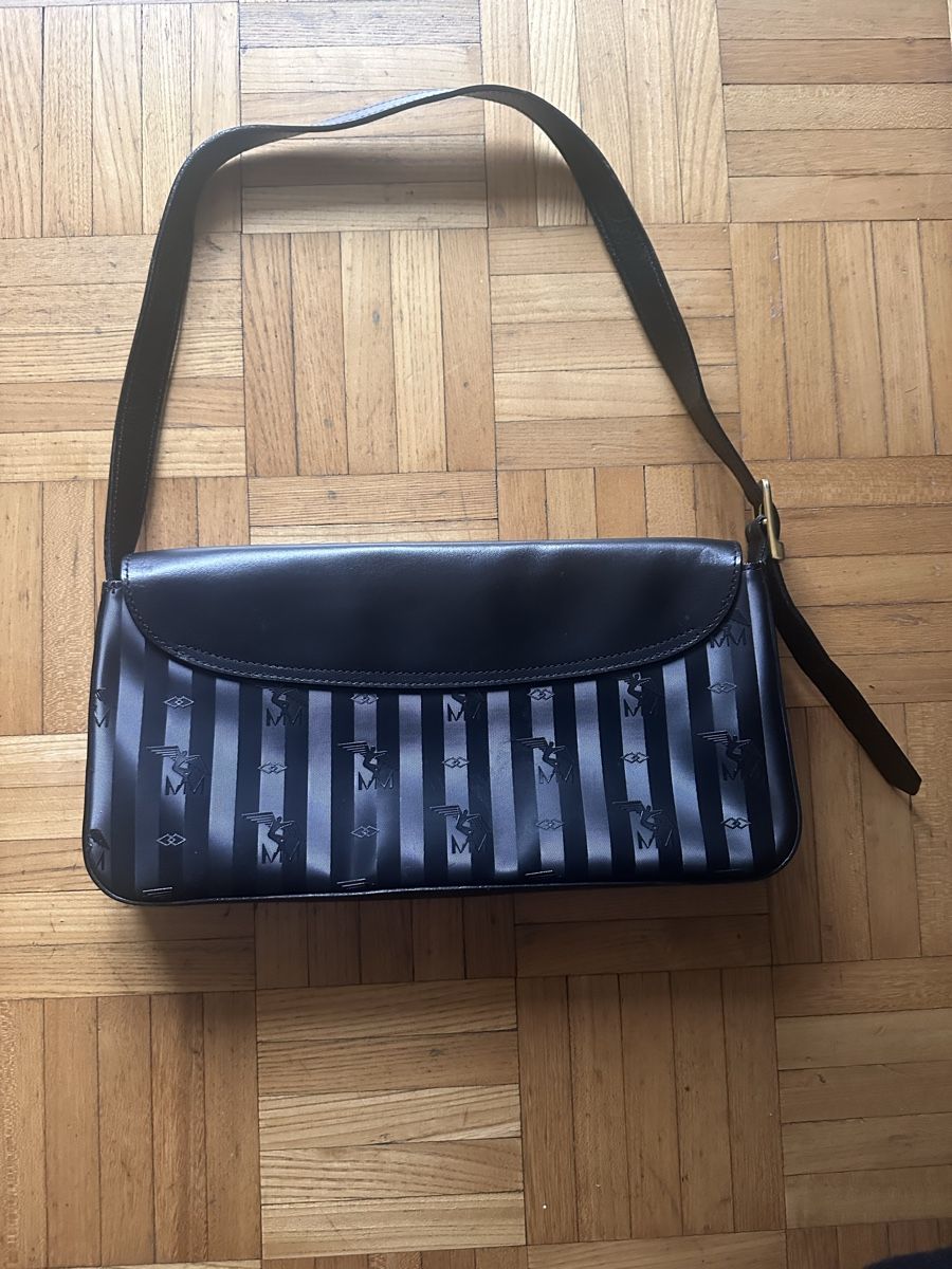Maison Mollerus Borse da donna: Maison Mollerus Schultertasche schwarz Leder Canvas – Usato da Winterthur venduto da whatdreamz 1