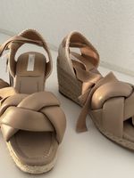 Keilabsatz Sandalen Leder Beige Grösse 37 neu