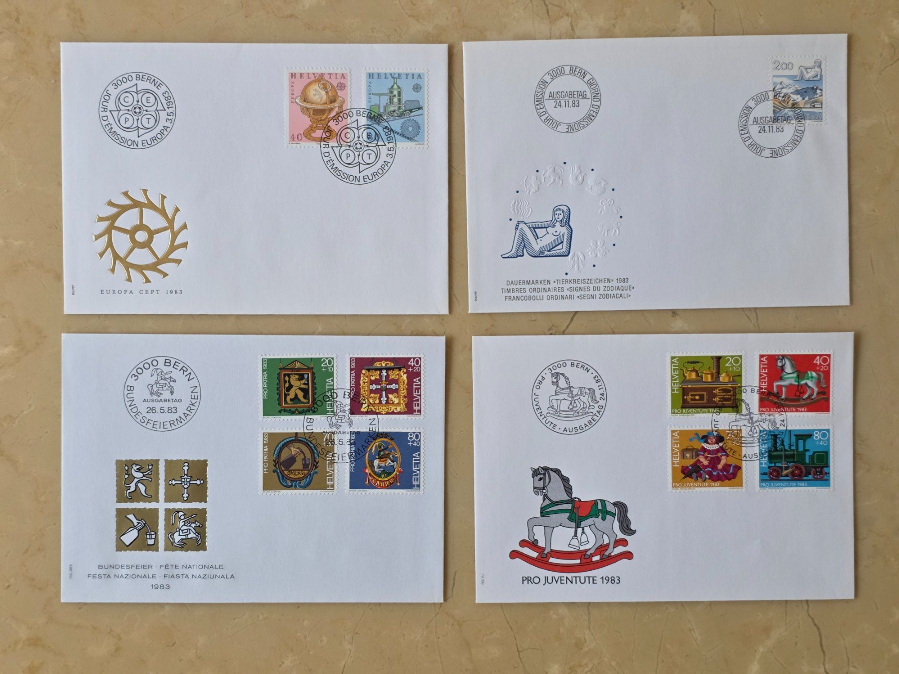 Tutti i francobolli: 8 Ersttagsbriefe FDC + 2 Maximumkarten Schweiz, Jahr 1983 – Usato da Feusisberg venduto da ajjcrf44 3