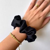 Scrunchie - Solid Black - Dupioni Seide - Handgemachte -Neu!