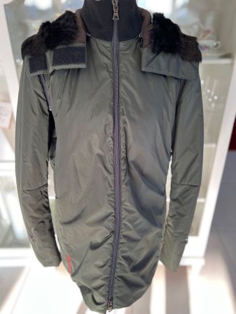 Prada - Winterjacke/Gilet mit Pelzkapuze, Grösse M
