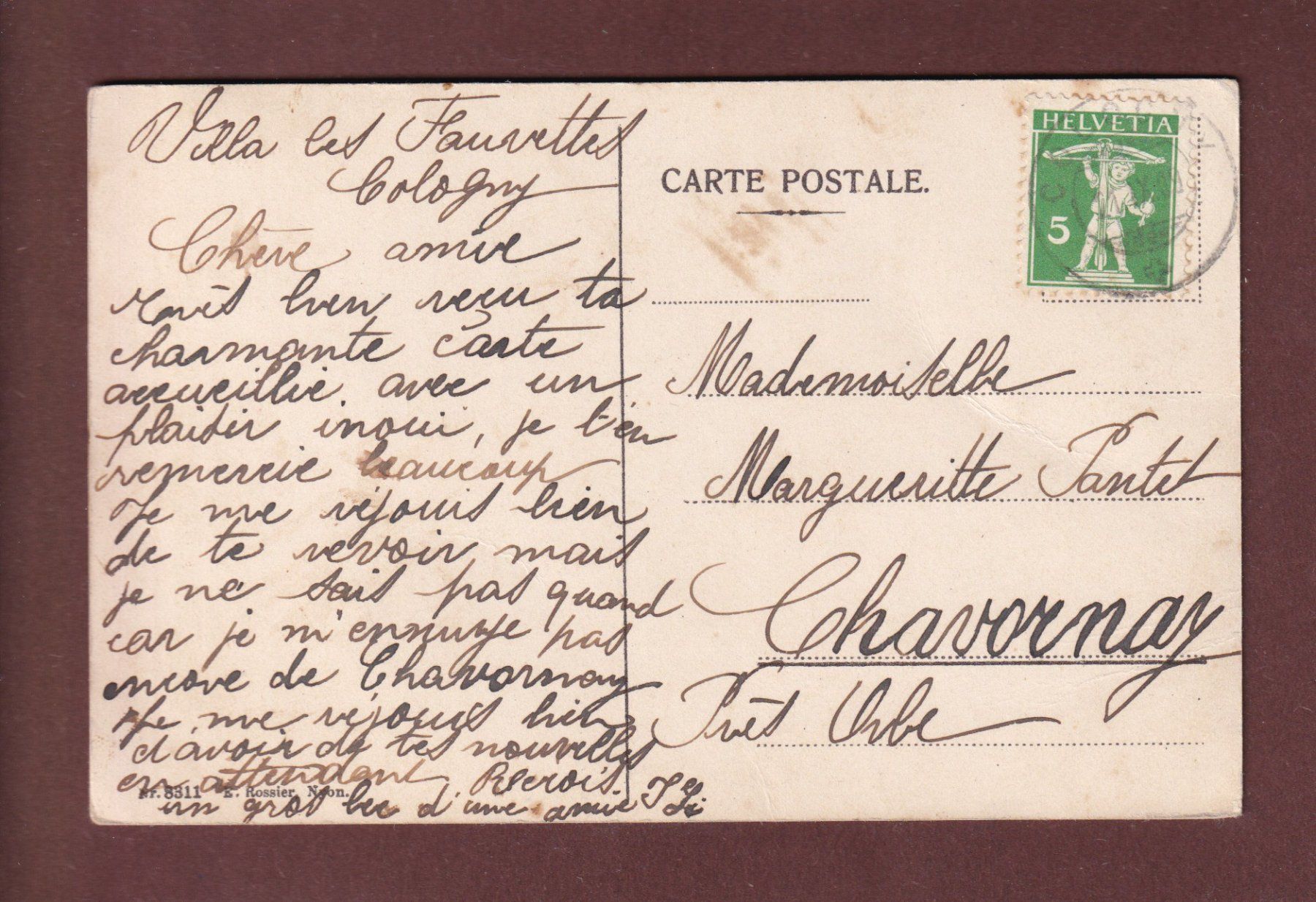 Cartoline postali: GENEVE - Musée de Mon Repos - 1909 – Usato da Pully venduto da nicecards-shop 1